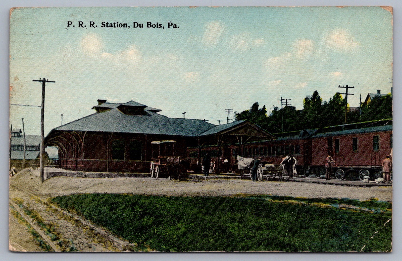 P.R.R. Railroad Station Du Bois PA Pennsylvania 1918 Postcard N6