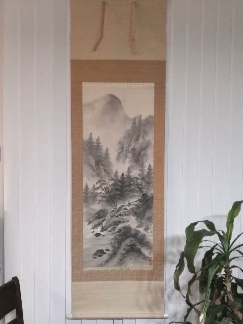 Antique Japanese Hanging Scroll - Landscape Spring Snow, Slight Damage