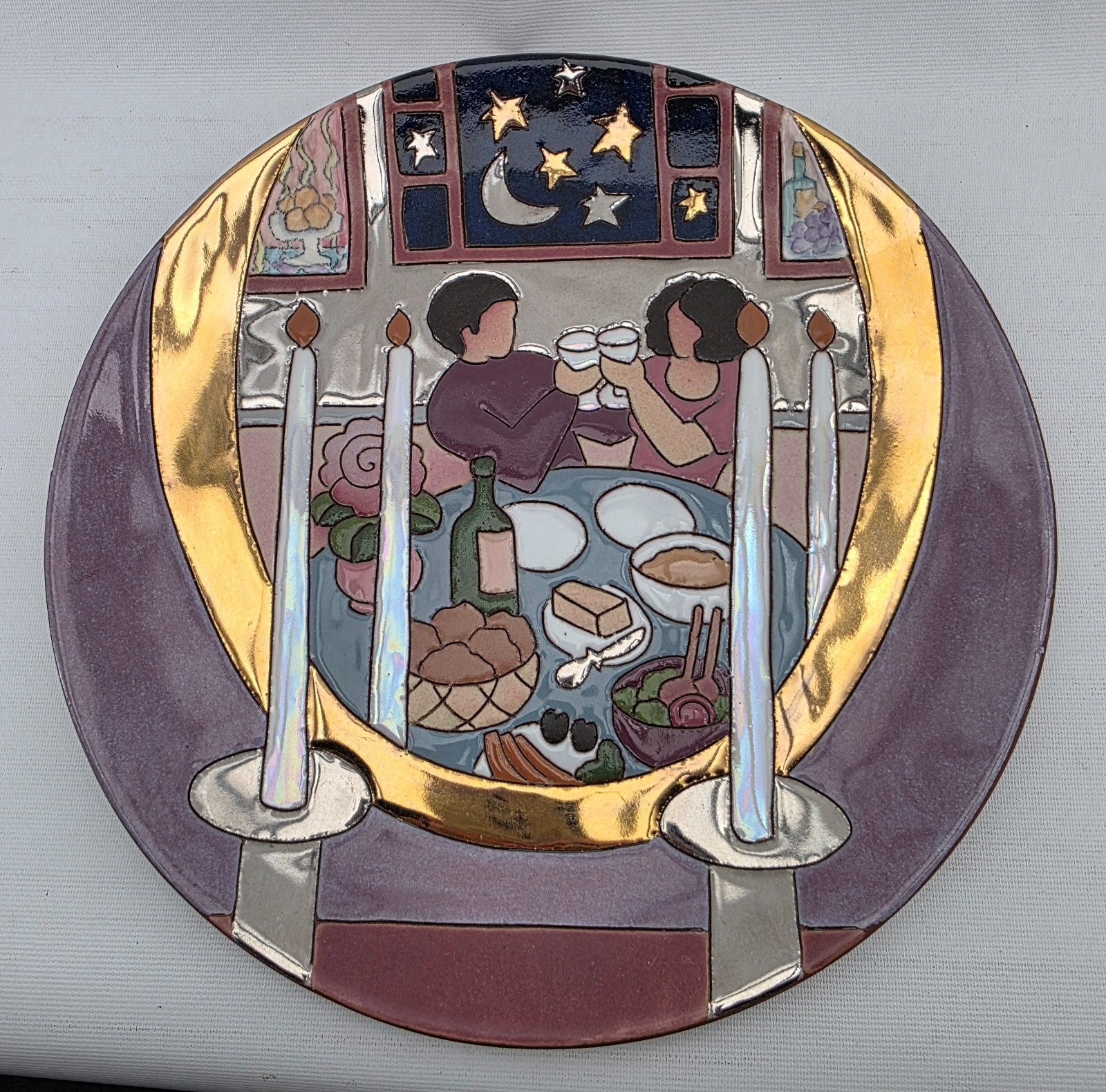 Judy Miller Romantic Candlelight Dinner Pottery Plate 10.75\