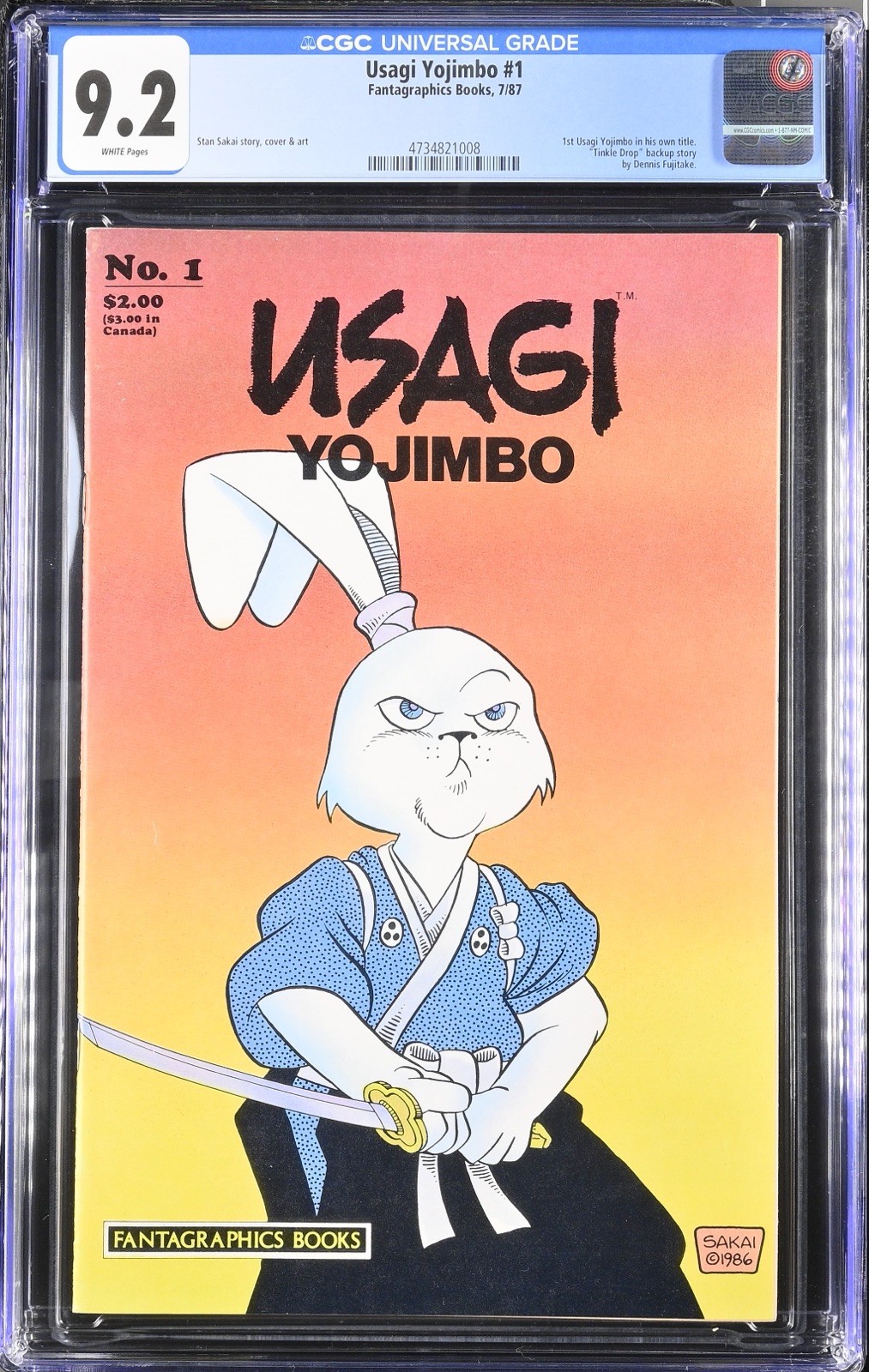 Usagi Yojimbo #1 Fantagraphics Books 7/87 CGC 9.2 1st Appearance in Own Title