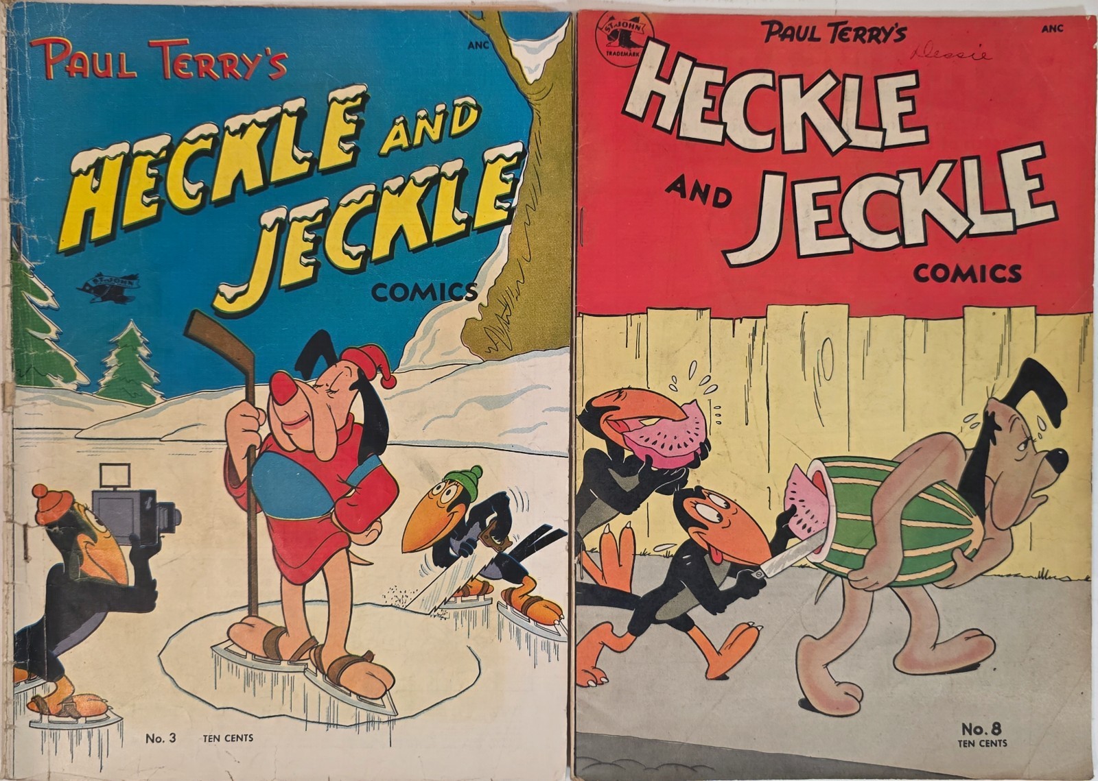 Paul Terry's HECKLE AND JECKLE Lot (2) #3 G/VG & 8 VG+  ANC 1952 Golden Age  