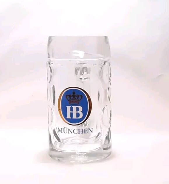 HB Hofbrauhaus Munchen Dimpled Glass Beer Stein/Mug 0.5 Liter New 