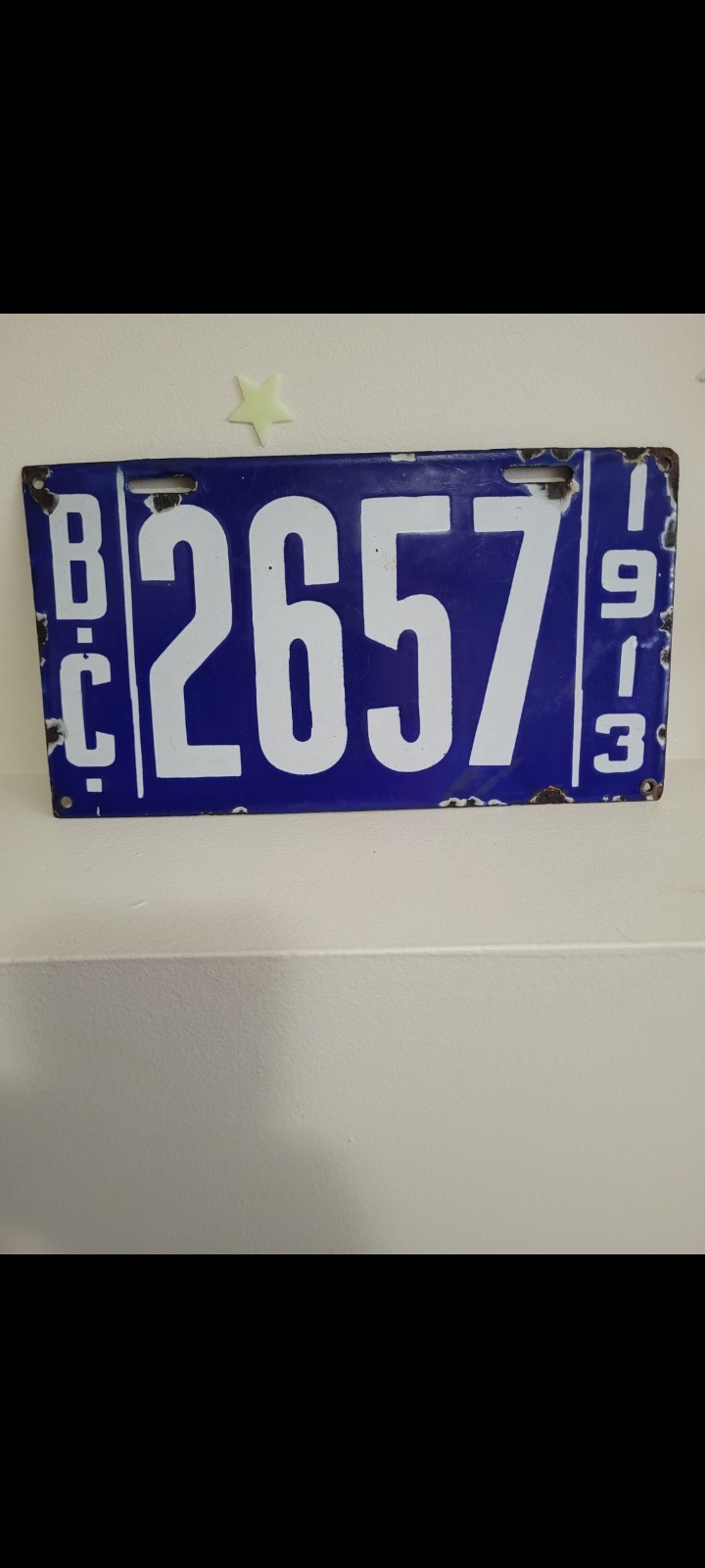 1913 British Columbia License Plate 
