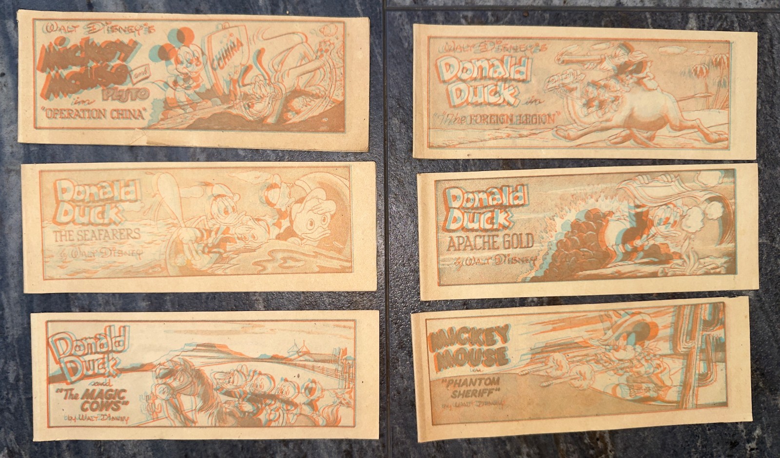 Disney Vintage 1950s 6 Comics Wheaties Mickey Mouse Donald Duck 3D No glasses Disney Vintage 1950s 6 Comics Wheaties Mickey Mouse Donald Duck 3D No glasses