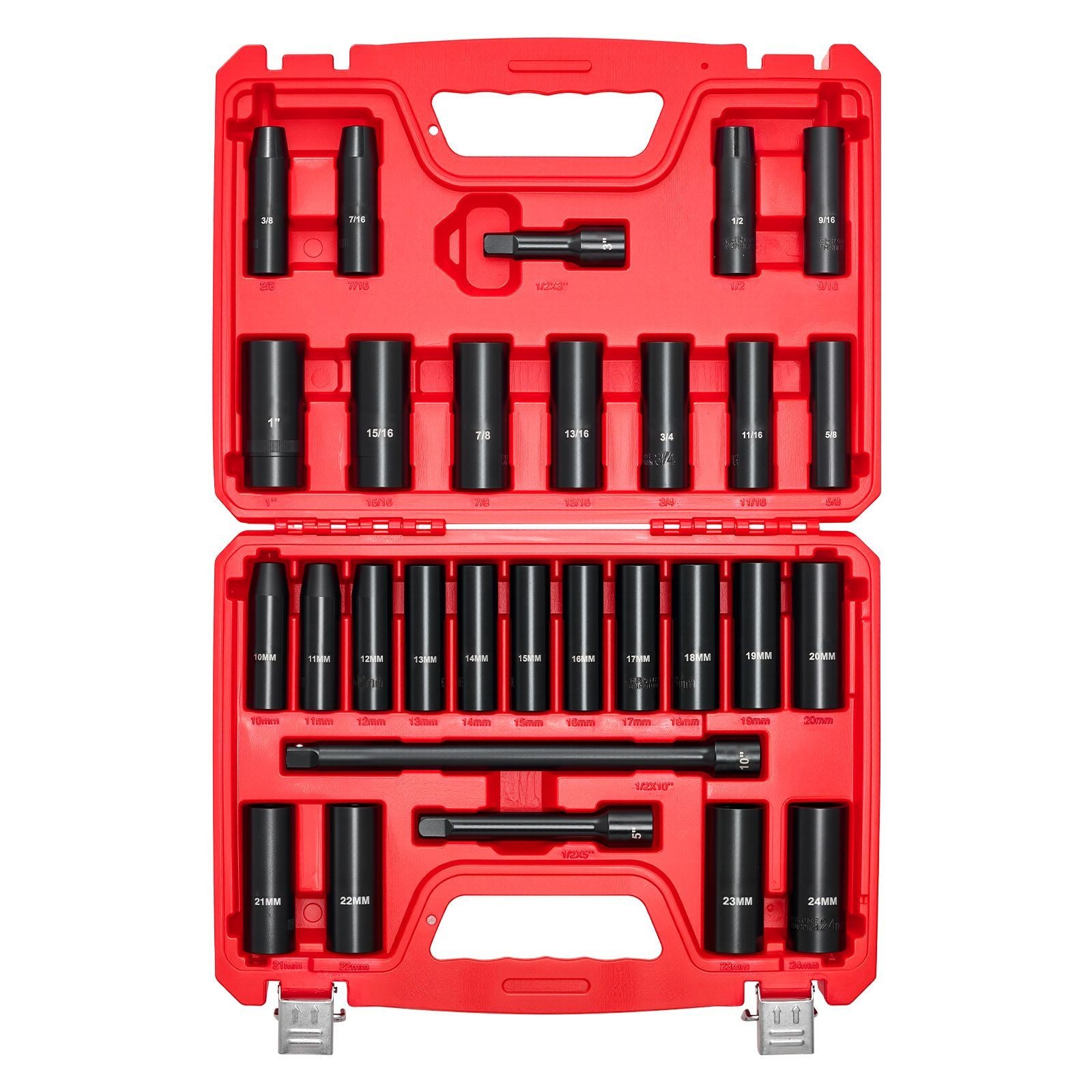 29-Piece Deep Impact Socket Set with Extension Bars - SAE & Metric