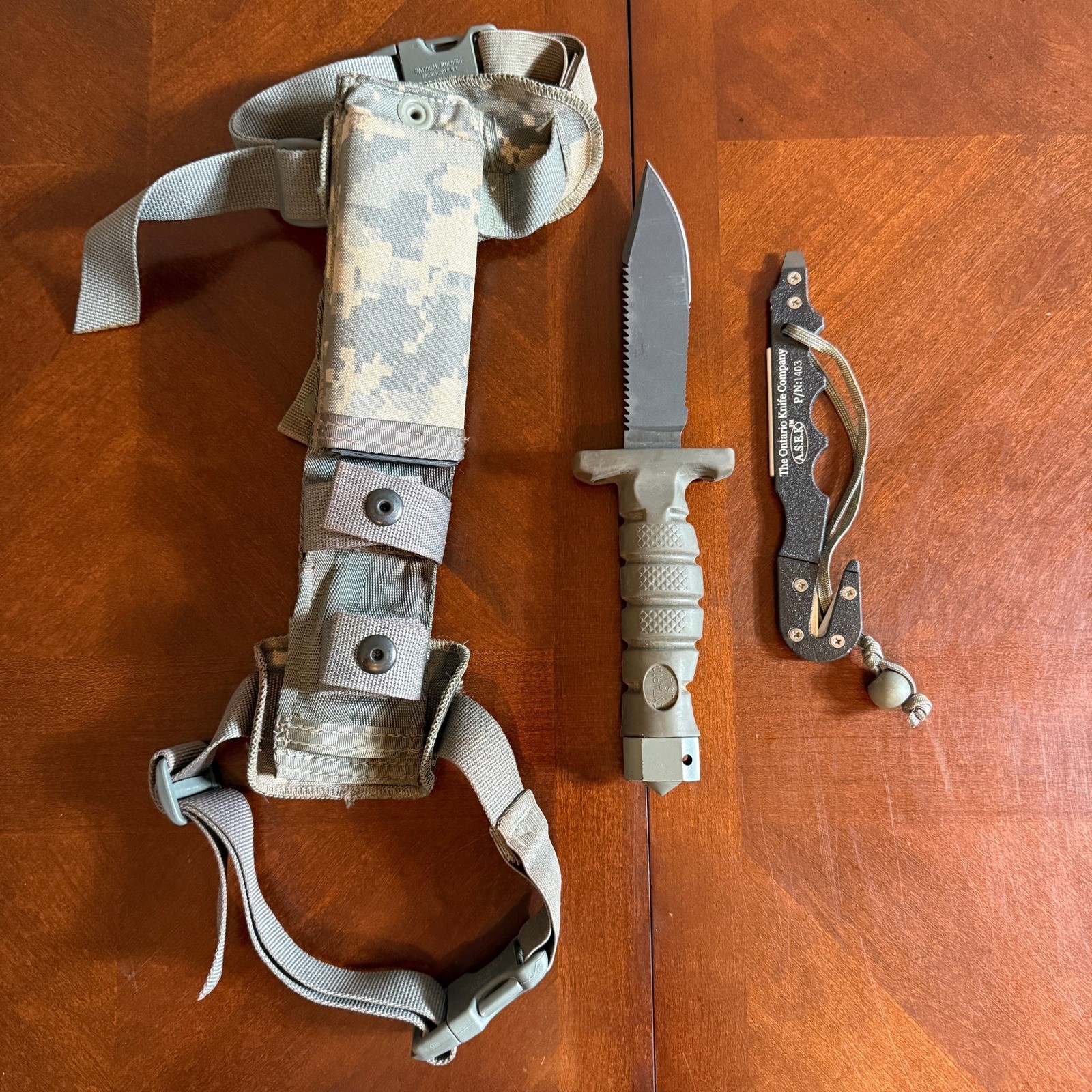 Ontario Knife Company ASEK Aircrew Survival Egress Knife System ACU Camo 1403