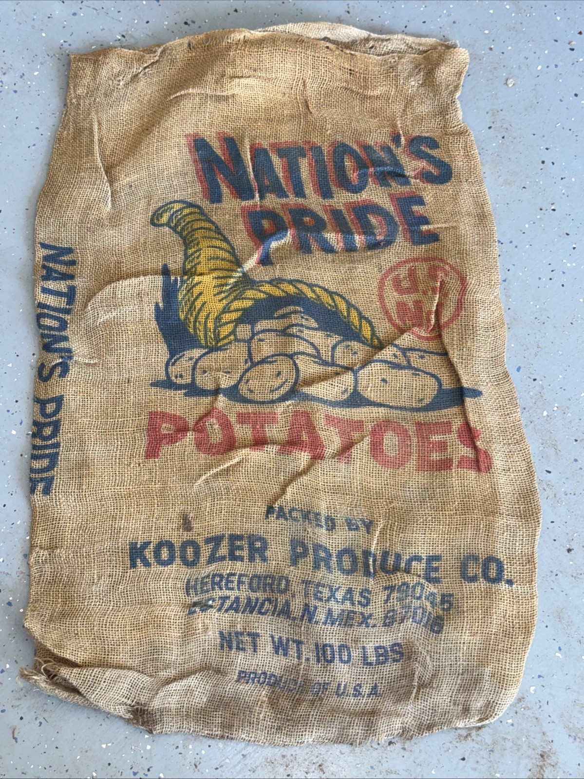 VTG Nation's Pride NM Potato Burlap Bag 100 lbs Gunny Sack Super Rare Antique