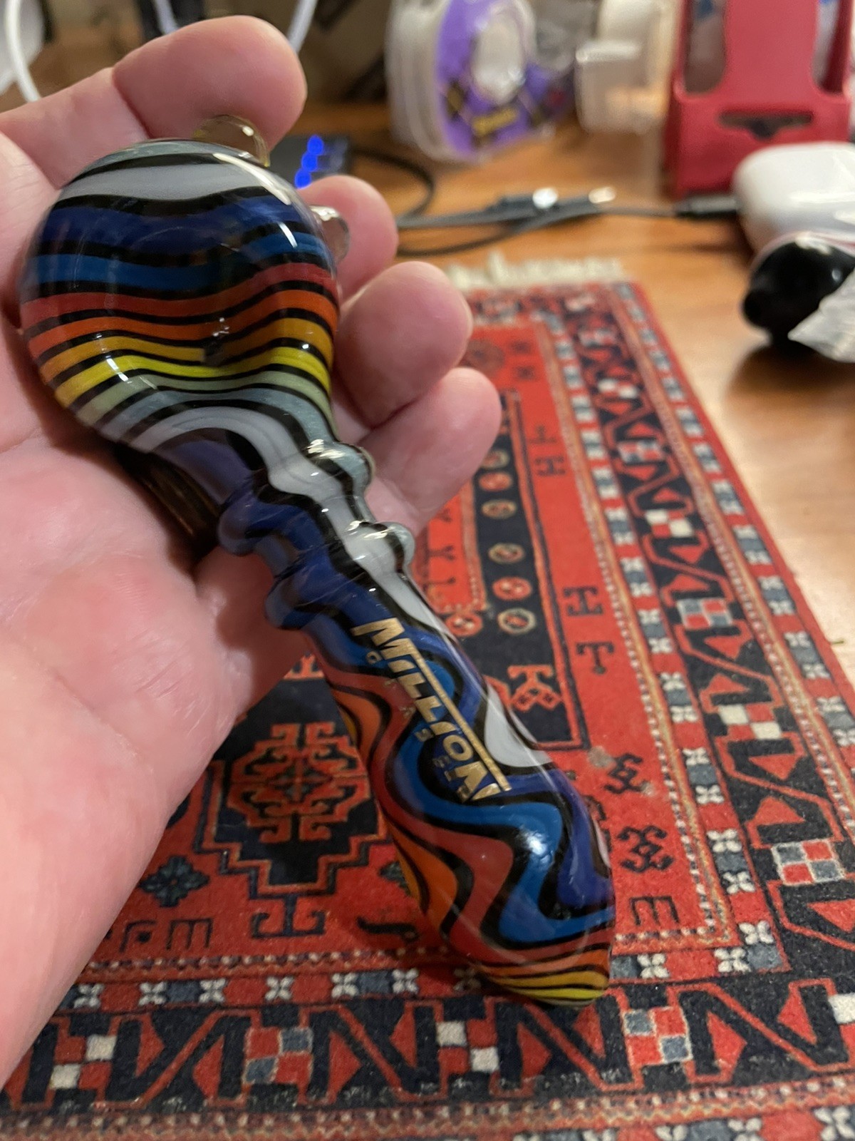 Beautiful Hand Blown Glass Spoon Pipe/American Made/For Tobacco Use Beautiful Hand Blown Glass Spoon Pipe/American Made/For Tobacco Use