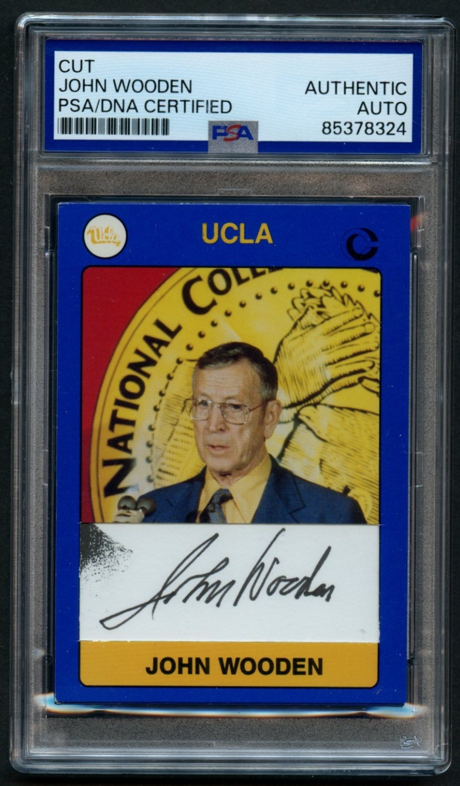 John Wooden d2010 signed autograph Custom Cut Card UCLA Basketball Coach PSA
