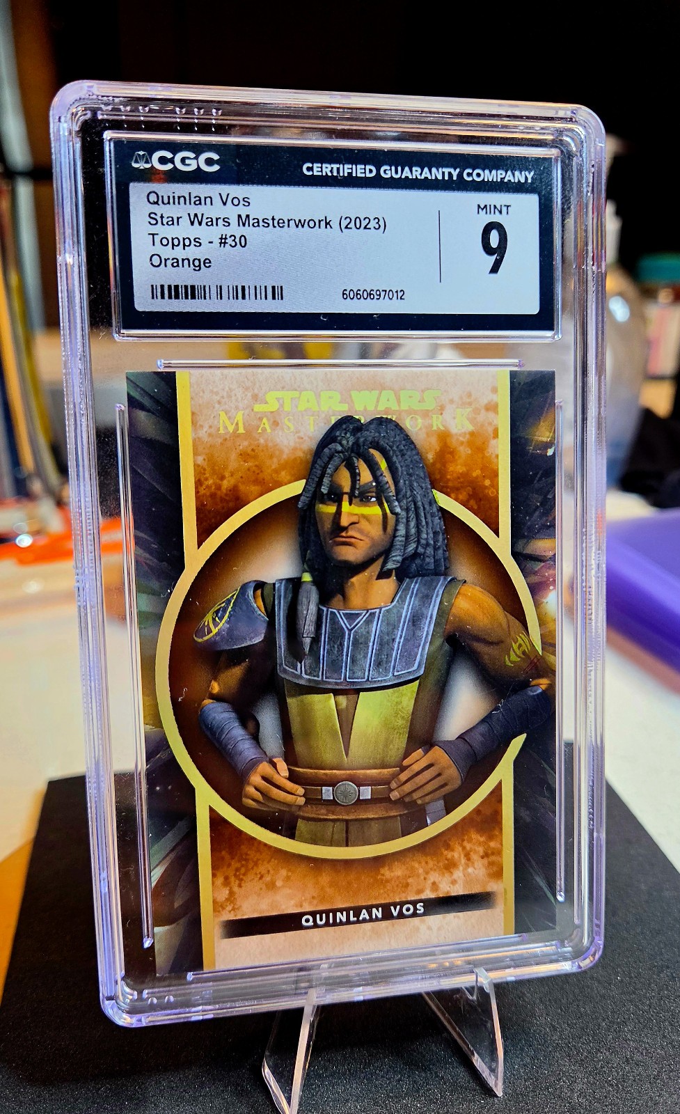 2022 Topps Star Wars Masterwork Quinlan Vos #30 Orange /25 SSP CGC 9 Mint 2022 Topps Star Wars Masterwork Quinlan Vos #30 Orange /25 SSP CGC 9 Mint
