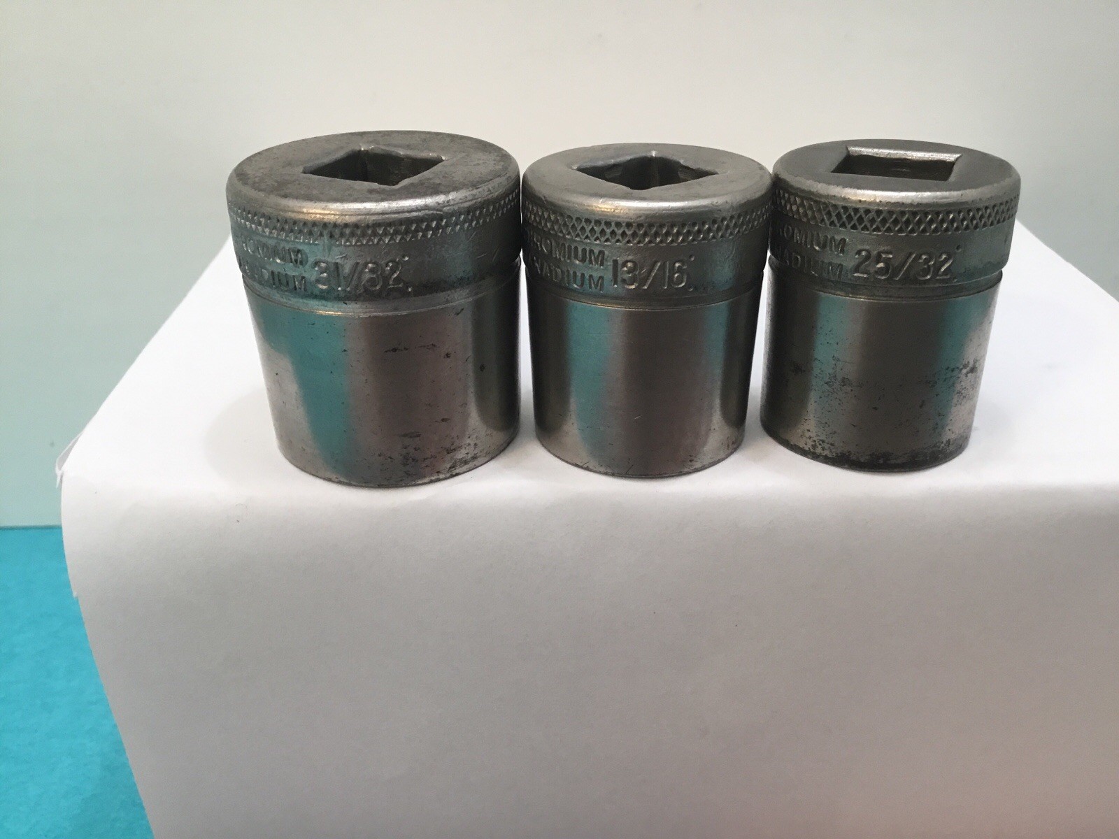 Vintage Chromium Vanadium  1/2 Dr Sockets   1231-31/32 —1226 13/16 — 1225 25/32