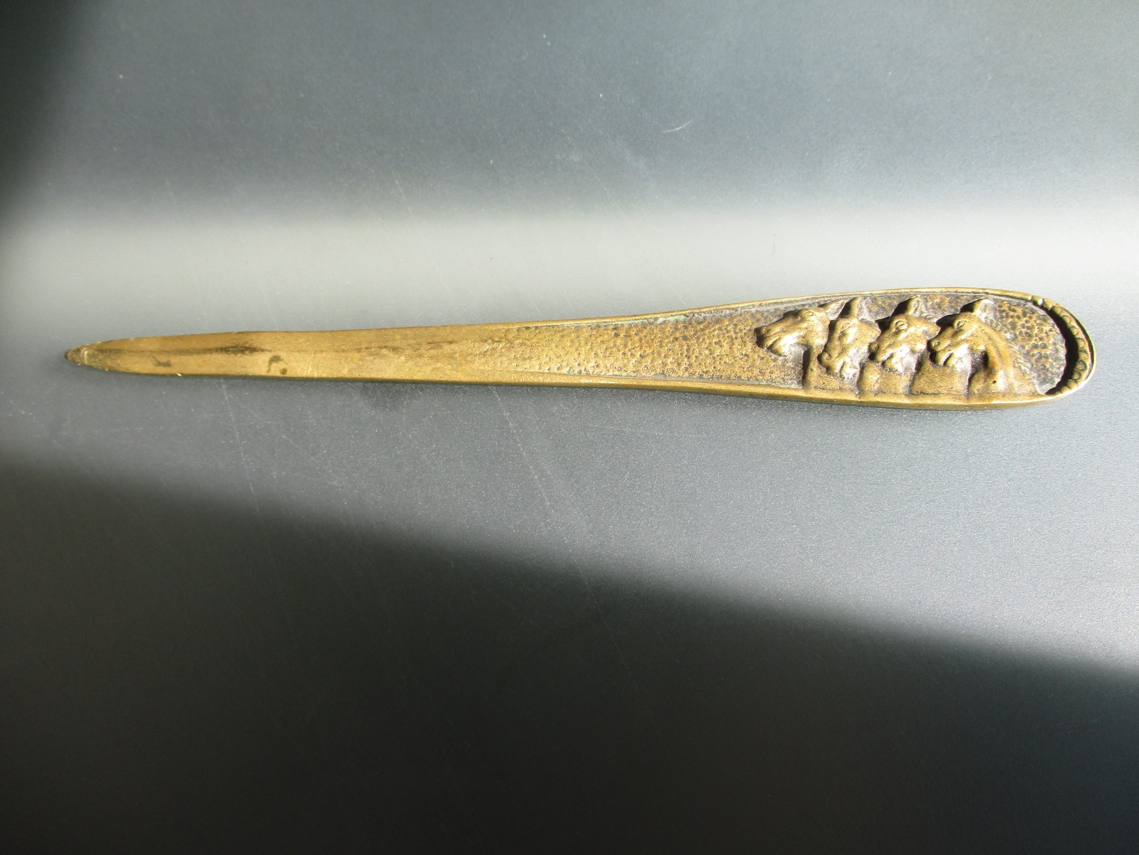 Vintage antique bronze letter opener Max Le Verrier with horses