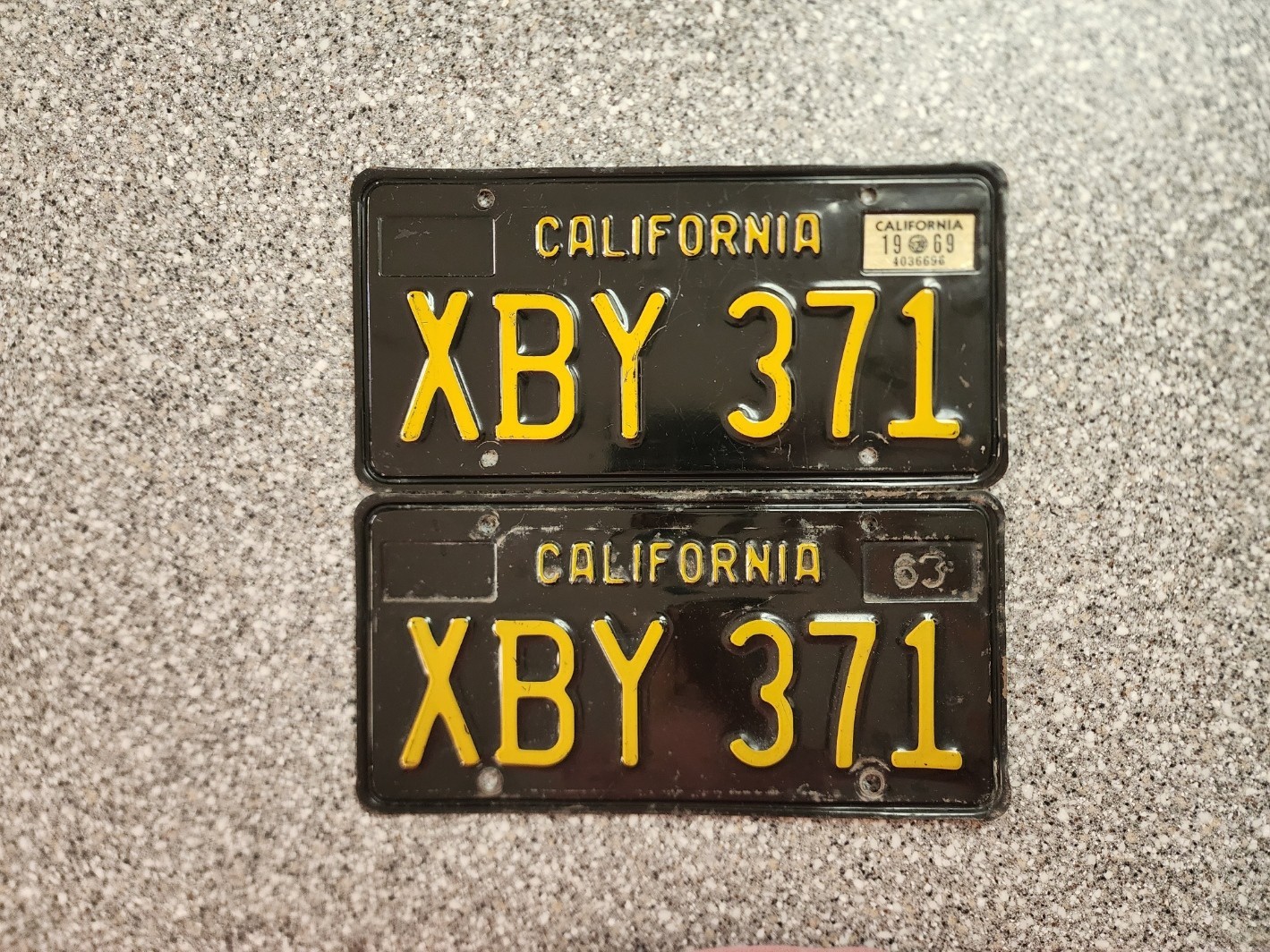 1963 Black California License Plates, 1969 Validation, DMV Clear Guaranteed, V 1963 Black California License Plates, 1969 Validation, DMV Clear Guaranteed, V
