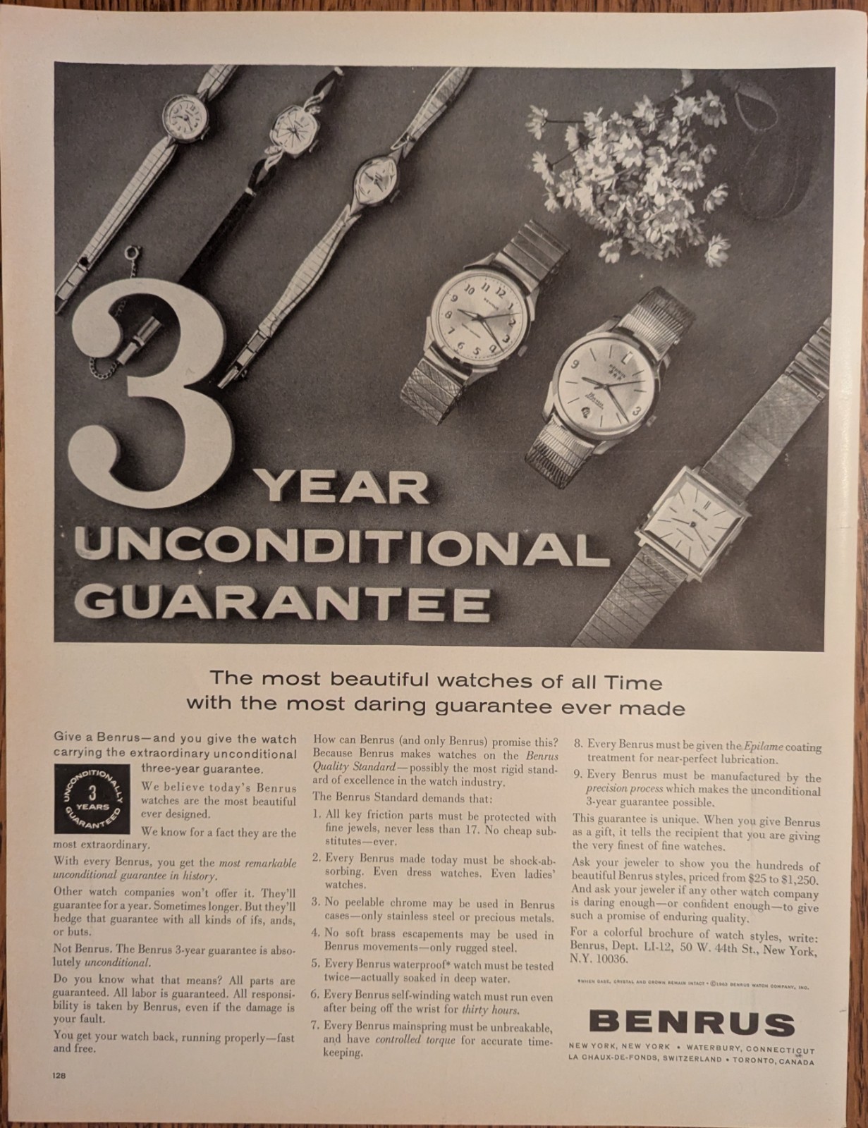 Benrus Watches 1963 Vintage Folio Timepieces Print Ad Benrus Watches 1963 Vintage Folio Timepieces Print Ad