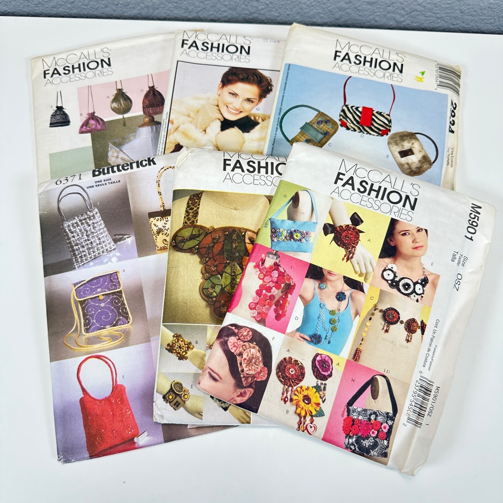 VTG Lot of 6 McCall's Butterick Sewing Pattern Handbags Hats Jewelry 90s Y2K
