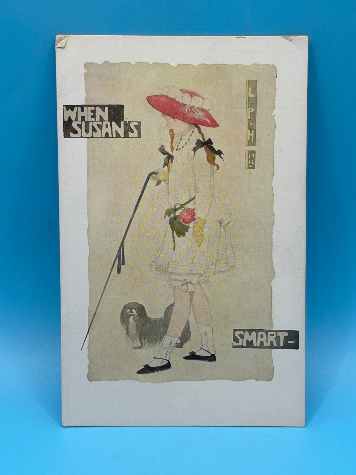 1912 Lilian Price Hacker Liberty Co Postcard When Susans Smart Girl Dog Nouveau