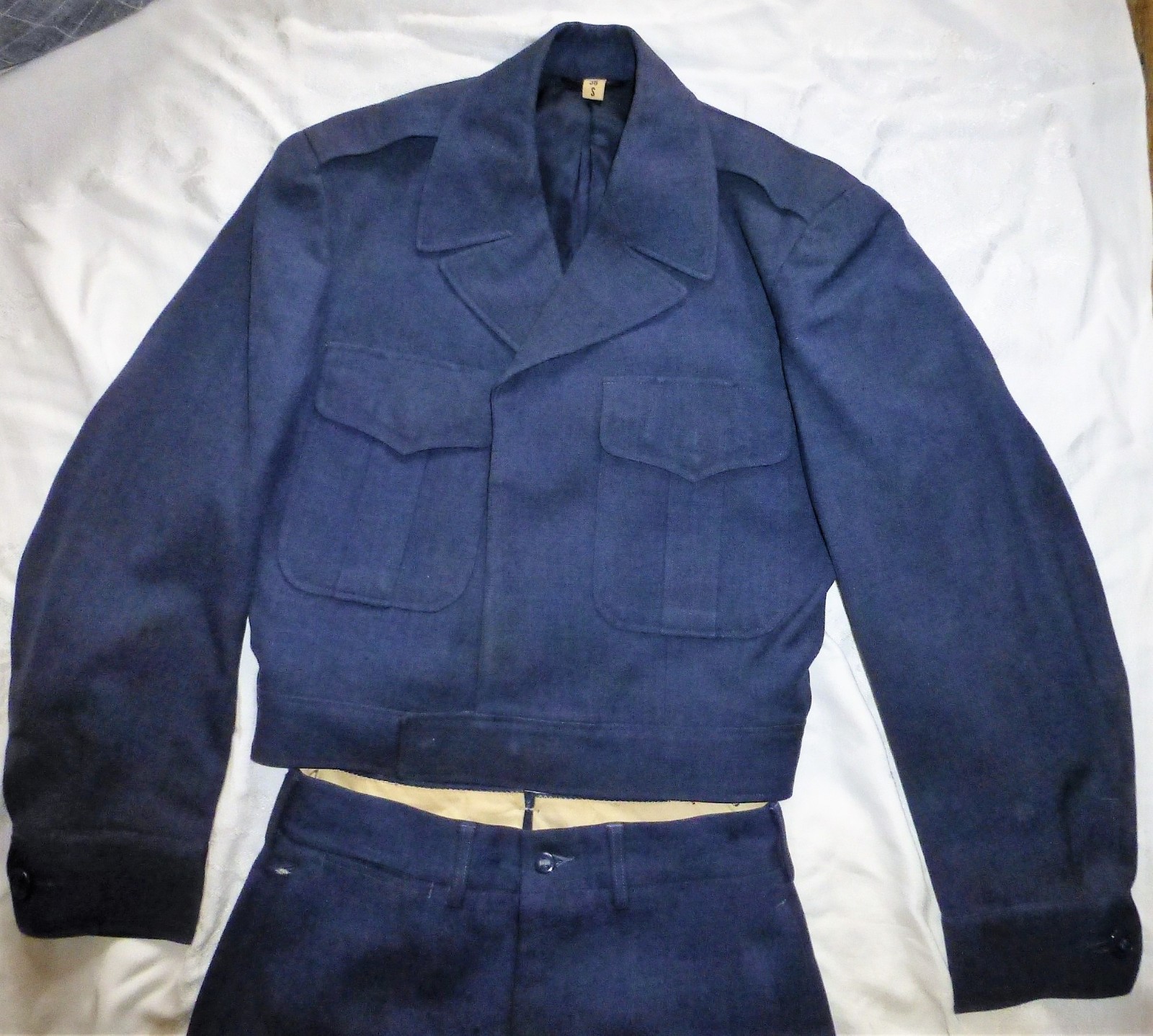1949 US Air Force IKE Jacket 36S W/Trousers 28x29 Serge Blue Virgin Wool 2 Pc.