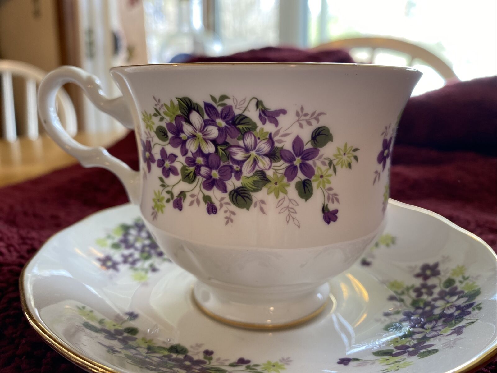 Queen Anne Blue Flowers Cup, England Bone China Cottage, Vtg