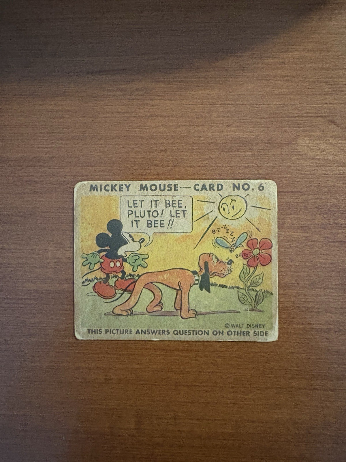 1935 Walt Disney Mickey Mouse Bubble Gum Question Card #6 1935 Walt Disney Mickey Mouse Bubble Gum Question Card #6