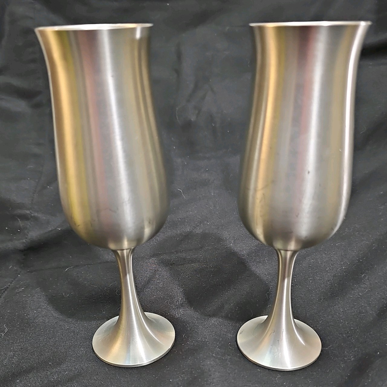 2 VTG Royal Selangor Pewter Champagne Goblets 6 3/4” tall HEAVY elegant goth