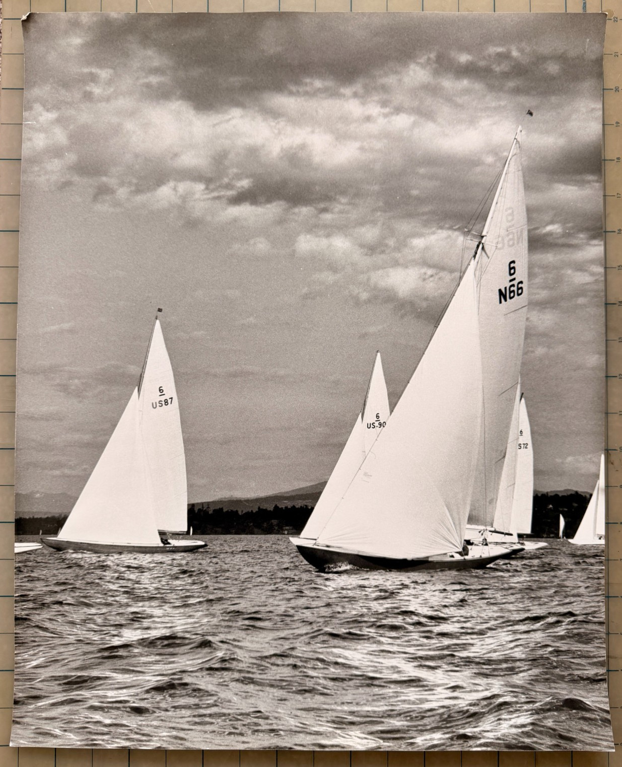 Vintage 1950s 20x16 Photo Archive Puget Sound 6 Metre Yacht Racing Enterprise 13
