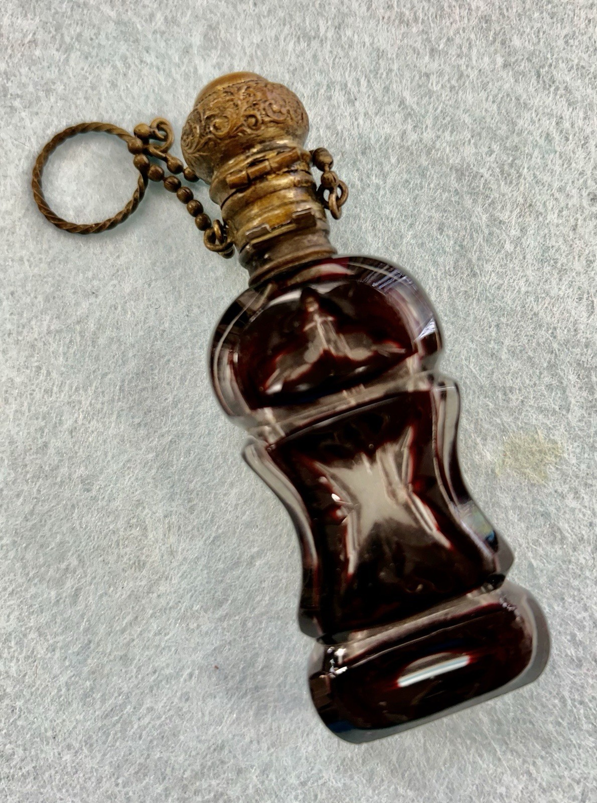 Antique Dutch Ruby Flashed Cut Glass & Plated Silver Perfume Bottle/ Glass Wand Antique Dutch Ruby Flashed Cut Glass & Plated Silver Perfume Bottle/ Glass Wand