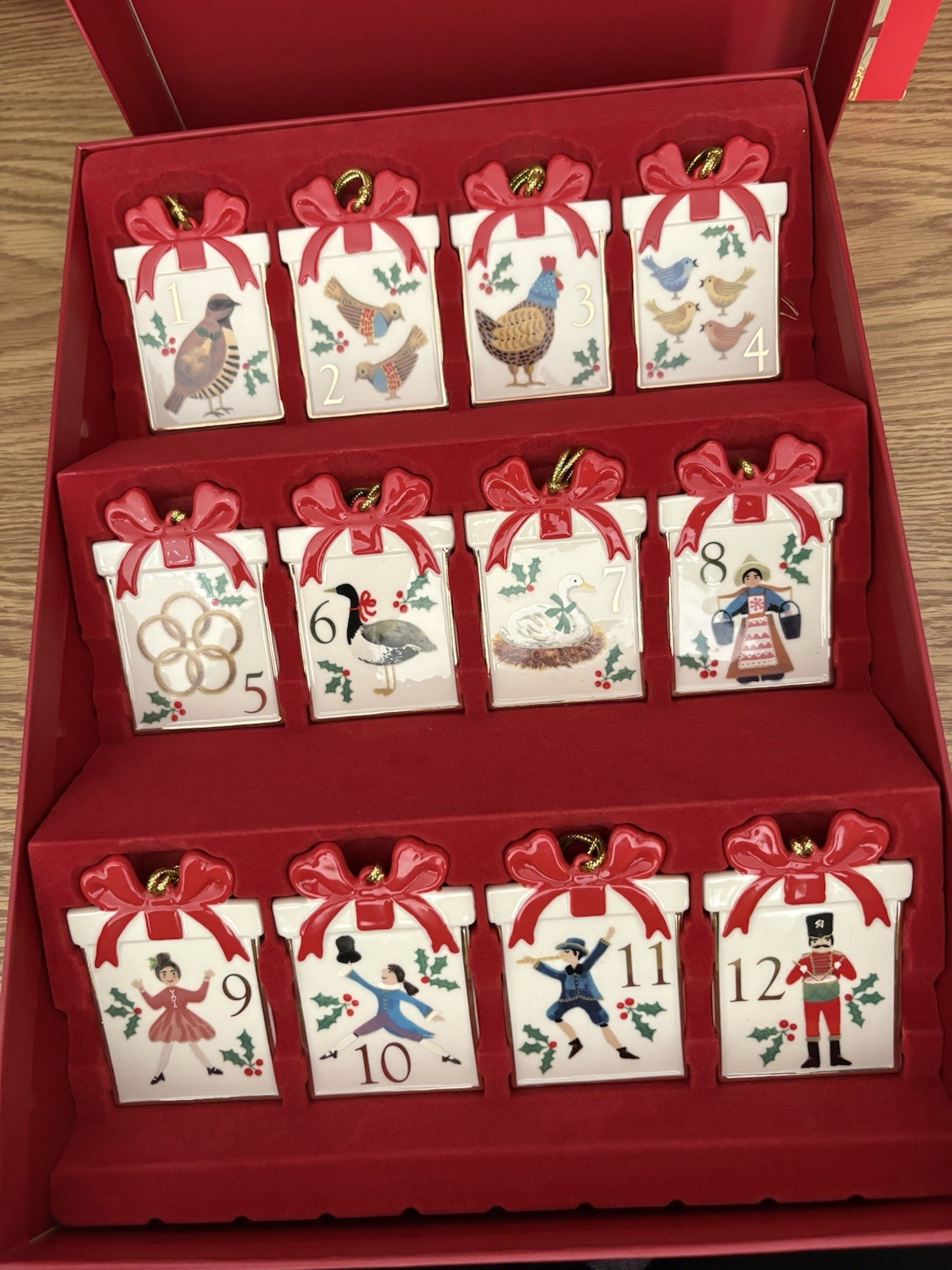 Lenox 12 Days of Christmas Ornament Set 12 Pieces Red New In Box Gift Present