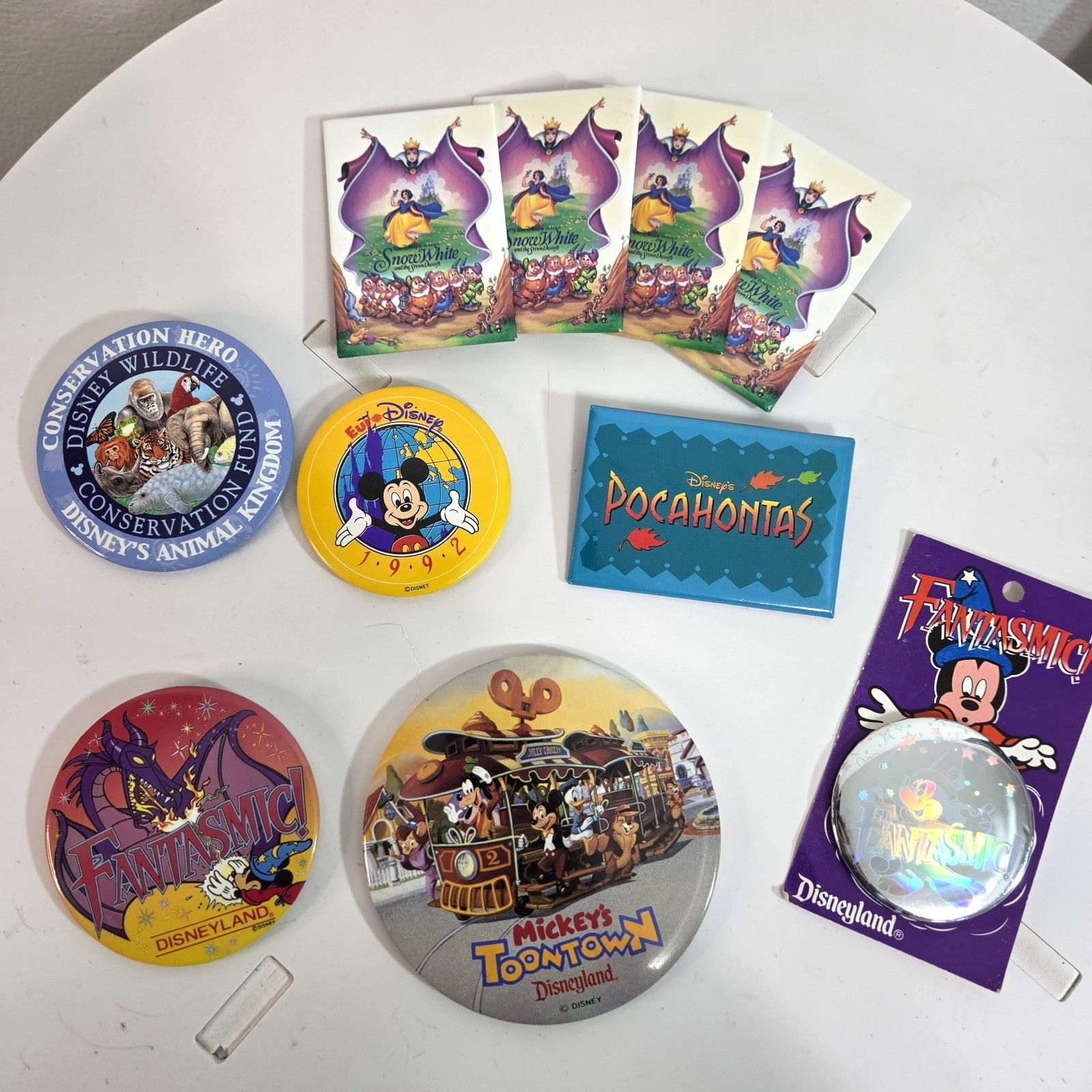 Disney Vintage Button Lot Fantasmic Snow White Pocahontas Toontown 90\'s