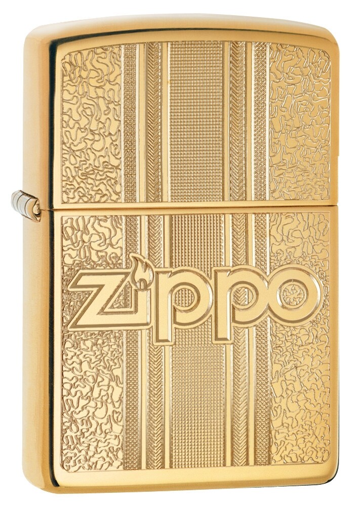 Zippo and Pattern Design High Polish Brass Windproof Pocket Lighter, 29677
