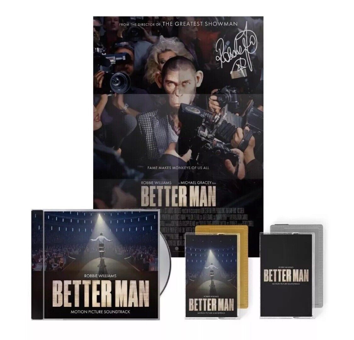 Robbie Williams Better Man Original SIGNED - Soundtrack Poster, CD, Cassette