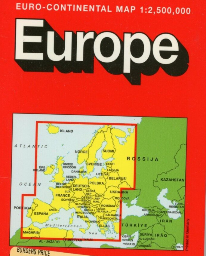Euro-Continental Map 1: 2,500,000 Printed in Germany 1998 38