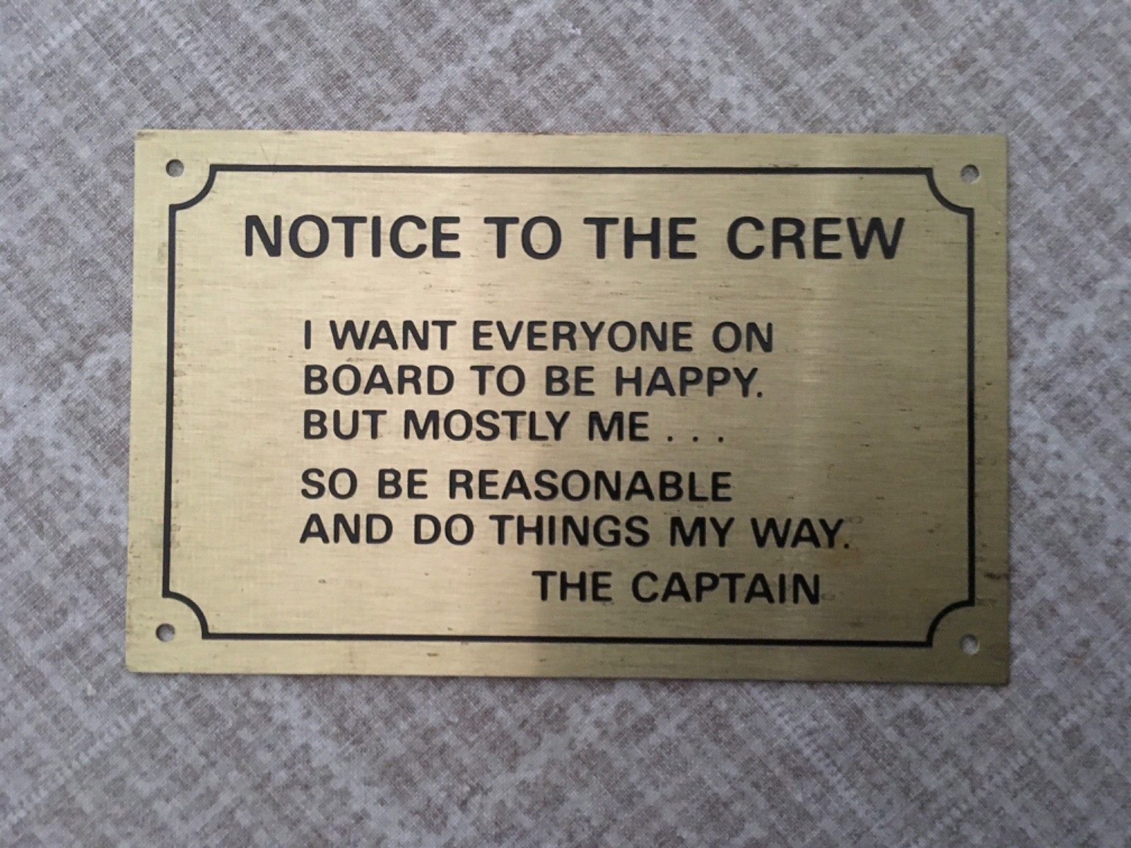 Solid Brass Nautical Plaque, 4 3/4” X 3” X 1/64” Thick, Four 1/16” Holes Solid Brass Nautical Plaque, 4 3/4” X 3” X 1/64” Thick, Four 1/16” Holes