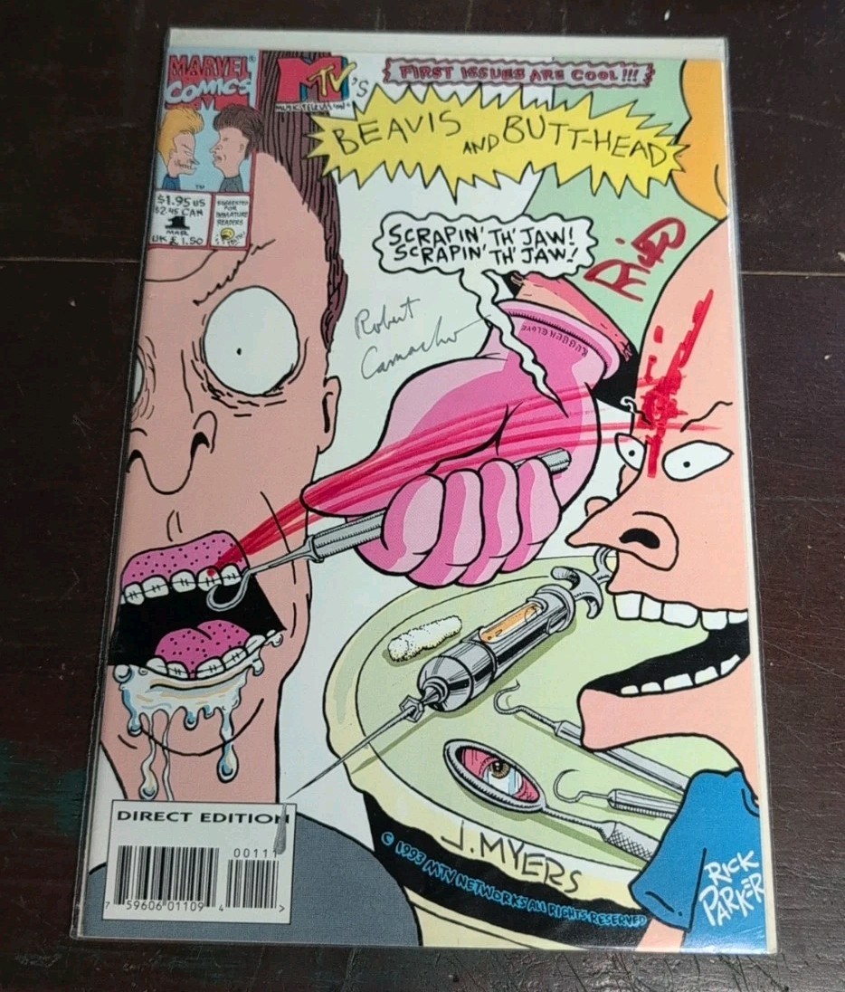 1993 MTV's Beavis And Butthead, Signed Comic Robert Camach, Rick Parker #1 1993 MTV's Beavis And Butthead, Signed Comic Robert Camach, Rick Parker #1