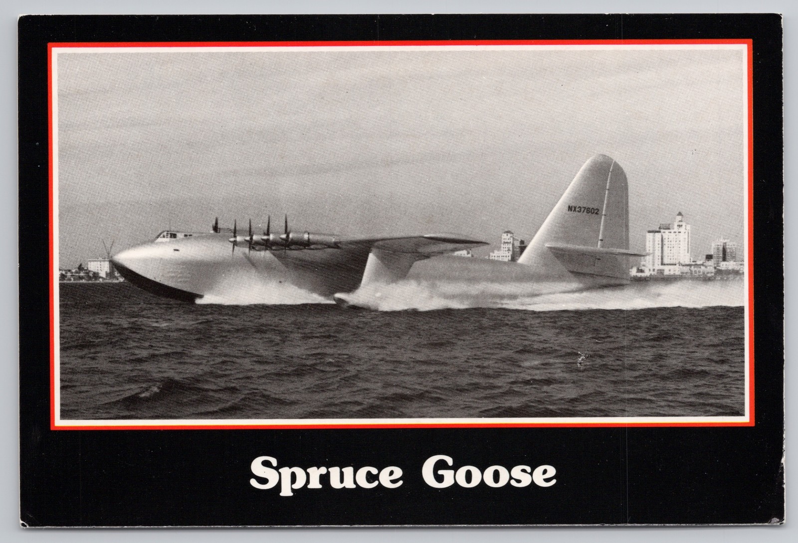 Vintage Long Beach CA Postcard Howard Hughes Boat Plane Spruce Goose Queen Mary