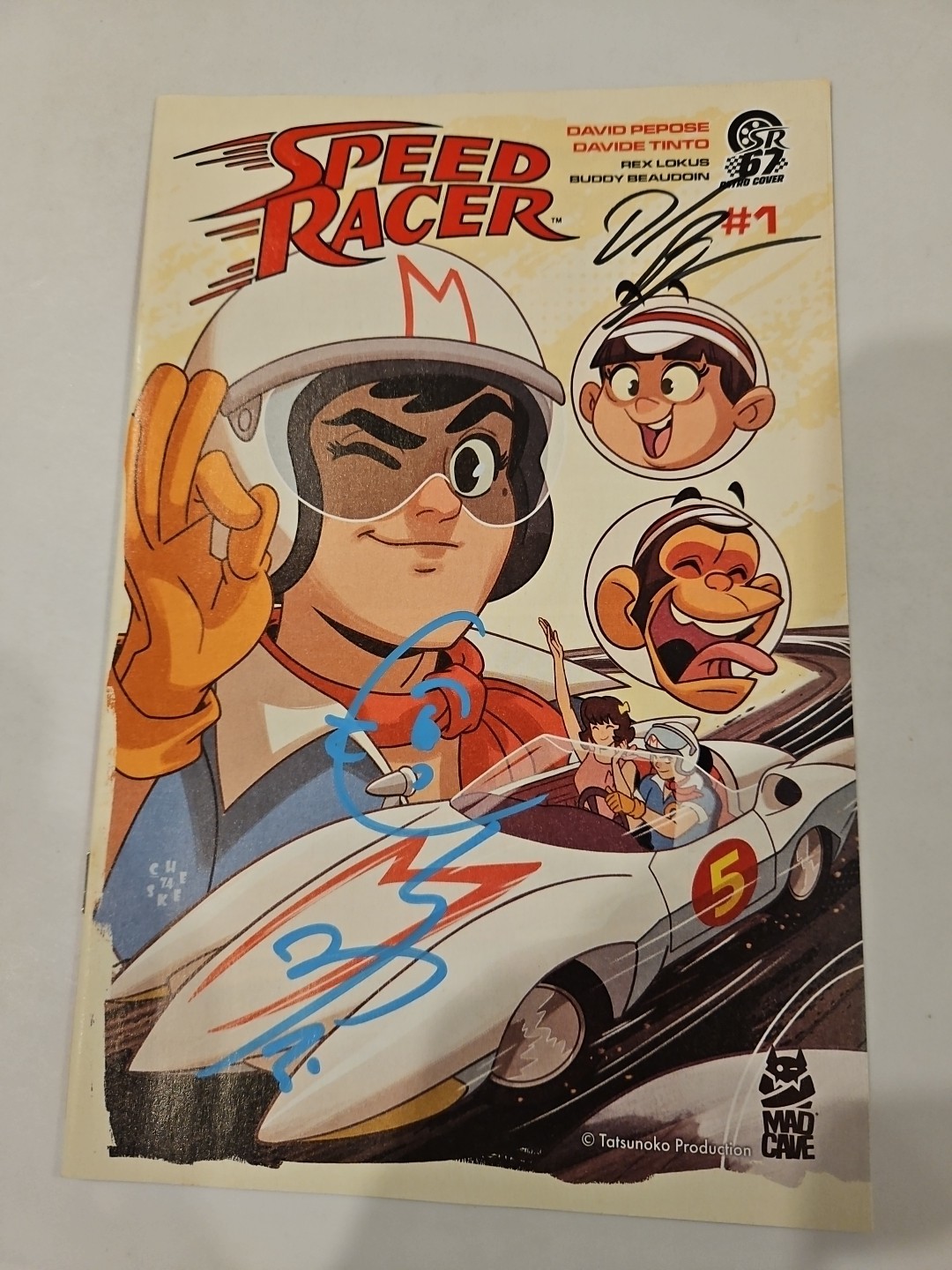 Speed Racer #1 67 Retro Cover 2 X Sig David Pepose & Katsuji Mori W COA Mad Cave Speed Racer #1 67 Retro Cover 2 X Sig David Pepose & Katsuji Mori W COA Mad Cave