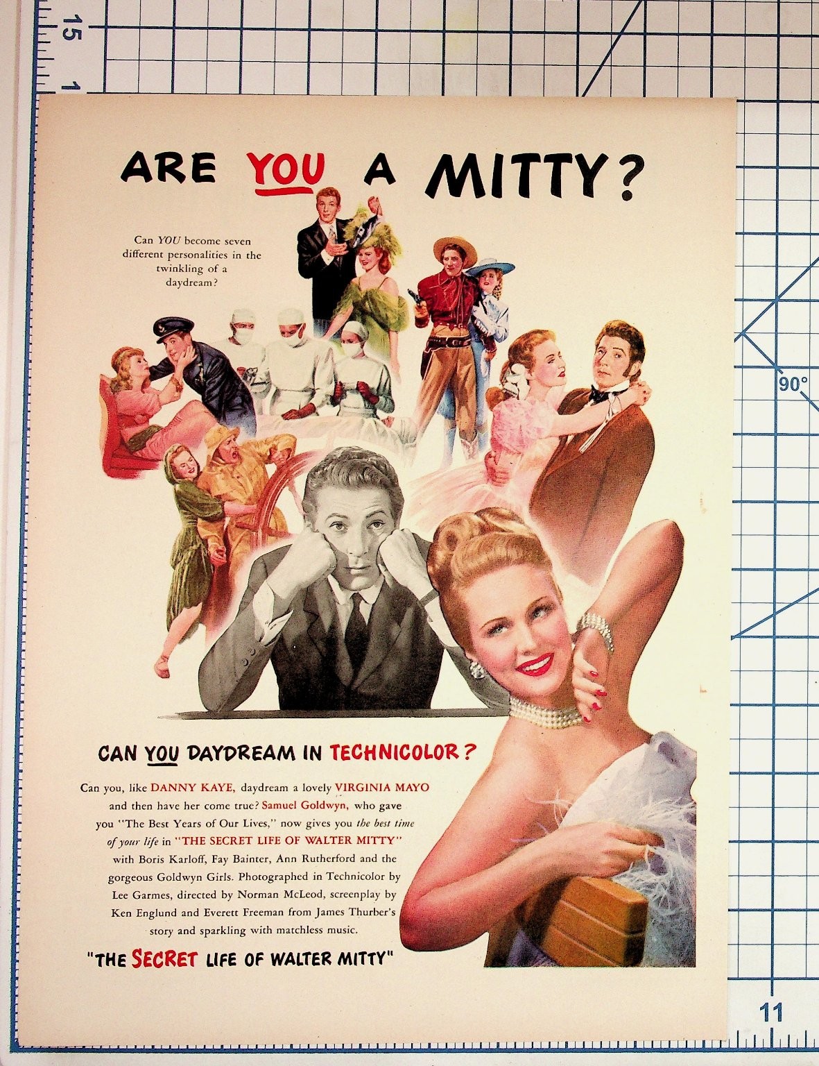 1947 The Secret Life of Walter Mitty Movie Ad Danny Kaye Virginia Mayo 1947 The Secret Life of Walter Mitty Movie Ad Danny Kaye Virginia Mayo