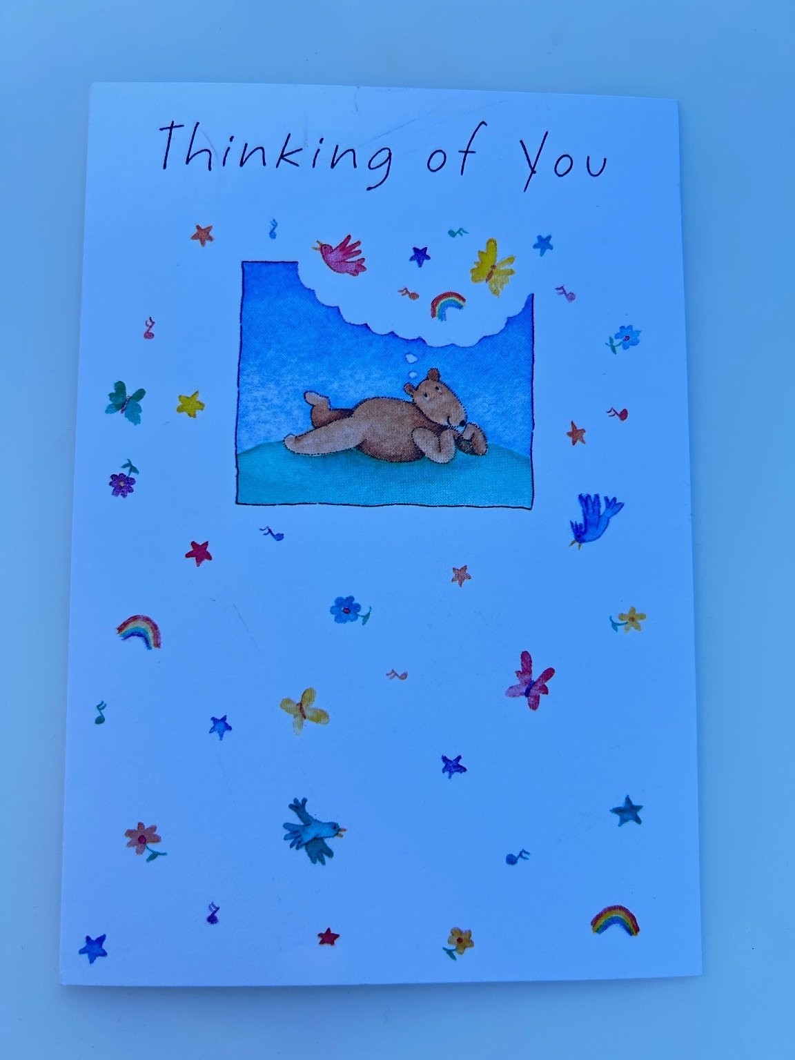 Hallmark Thinking of You Card Teddy Bear Rainbows Stars Flowers Birds Hallmark Thinking of You Card Teddy Bear Rainbows Stars Flowers Birds