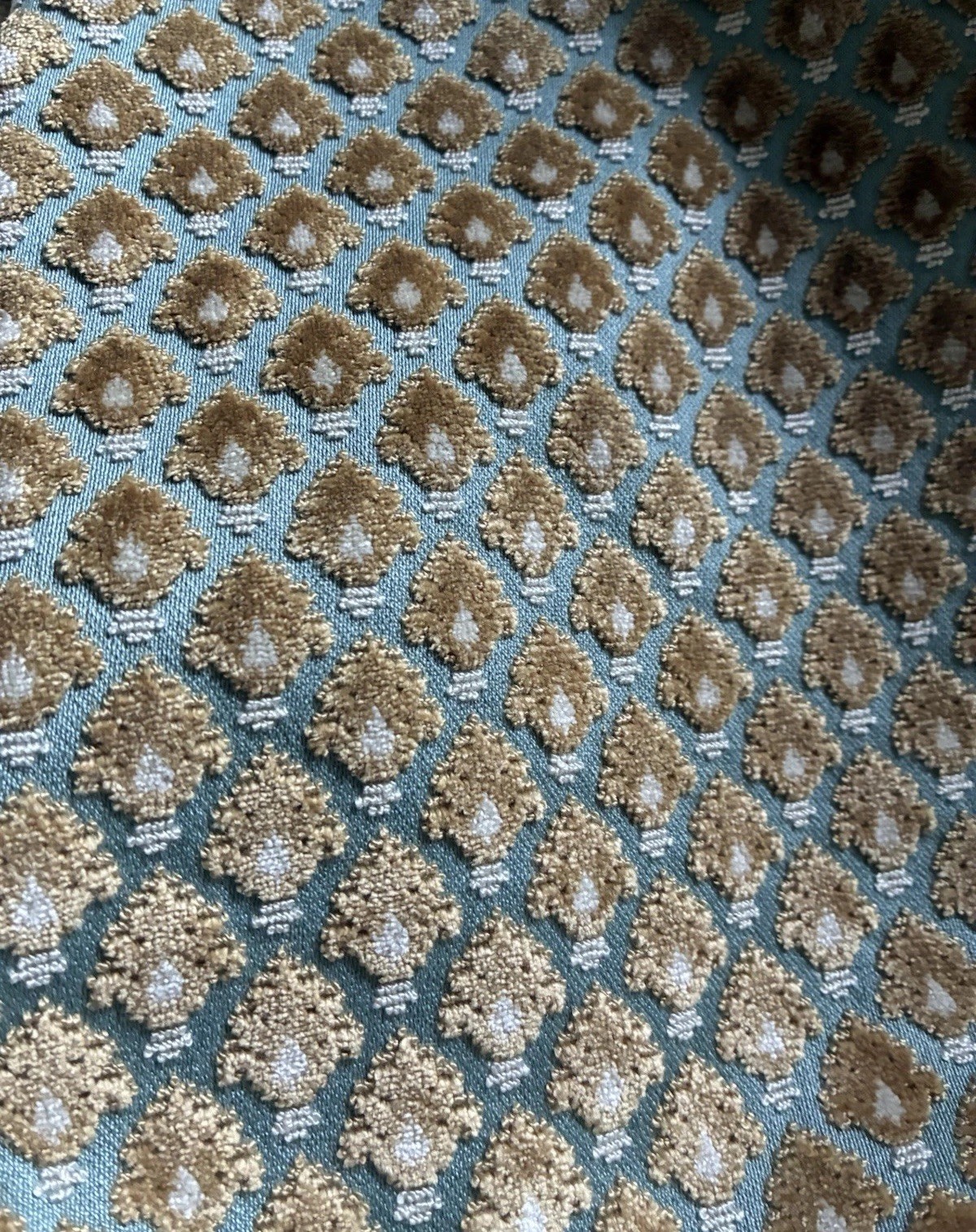 Scalamandre Old World Weavers Verrier Aqua Ogee Fabric $668 /Yd Scalamandre Old World Weavers Verrier Aqua Ogee Fabric $668 /Yd