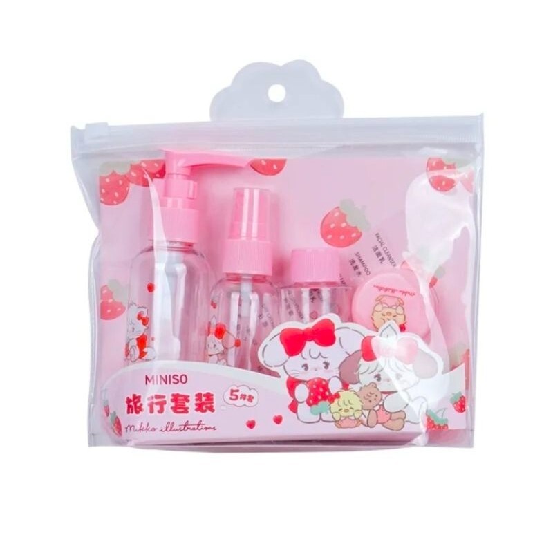 Mikko Illustrations Miniso Strawberry Series Travel Bottle Set of 5