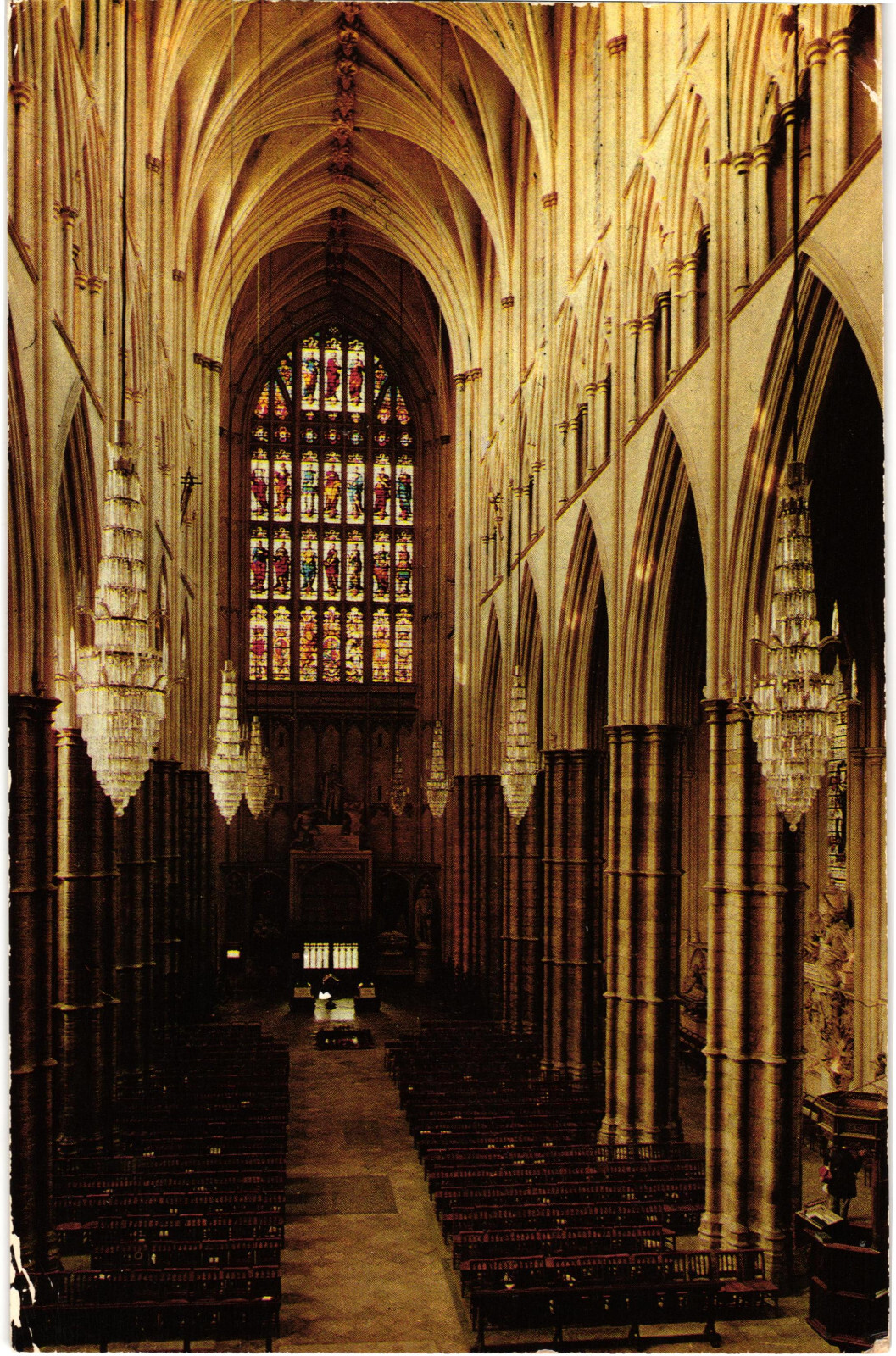 Westminster Abbey Nave Looking West London England Postcard Posted