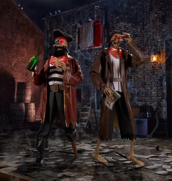 6.5 FT ANIMATED LED PIRATE DUO HALLOWEEN ANIMATRONIC PROP 6.5 FT ANIMATED LED PIRATE DUO HALLOWEEN ANIMATRONIC PROP