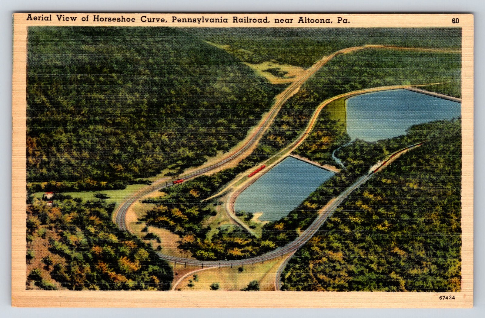 Aerial View of Horseshoe Curve, Pennsylvania Railroad, Near Altoona, Pa Postcard Aerial View of Horseshoe Curve, Pennsylvania Railroad, Near Altoona, Pa Postcard