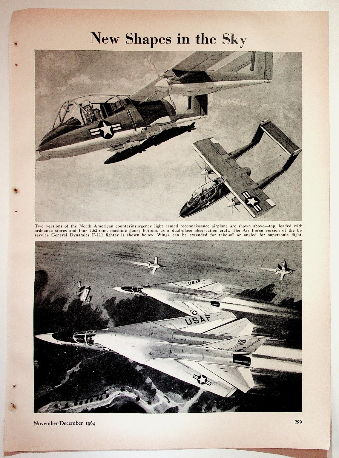 1964 Original Print Article New Shapes in the Sky Military Aircraft 8x11 1964 Original Print Article New Shapes in the Sky Military Aircraft 8x11
