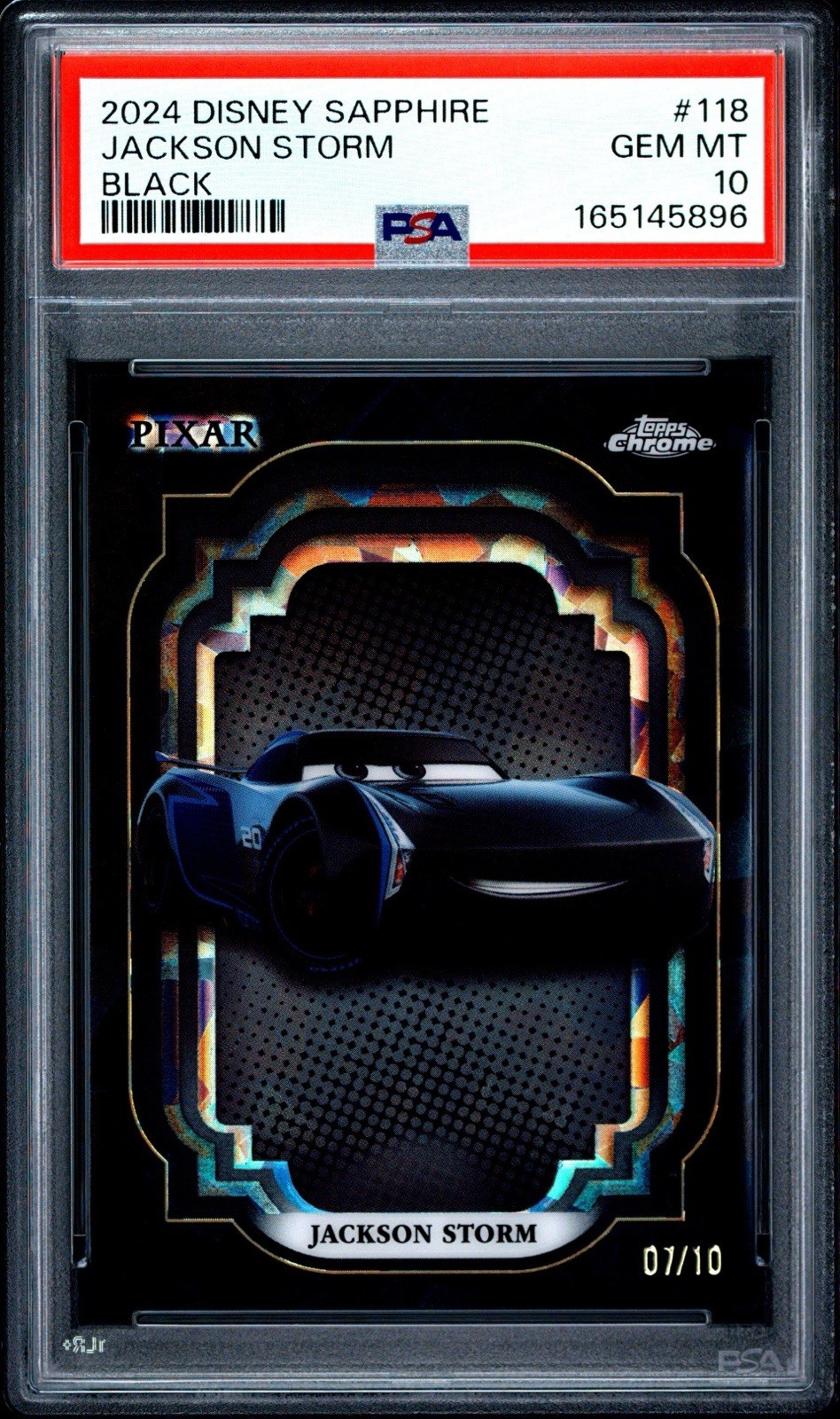 2024 TOPPS DISNEY SAPPHIRE #118 JACKSON STORM BLACK /10 PSA 10