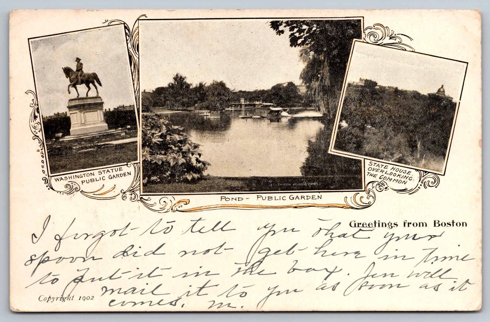 Postcard D 669, Greetings From Boston, Multi-View, Undivided Back, Posted 1904 Postcard D 669, Greetings From Boston, Multi-View, Undivided Back, Posted 1904