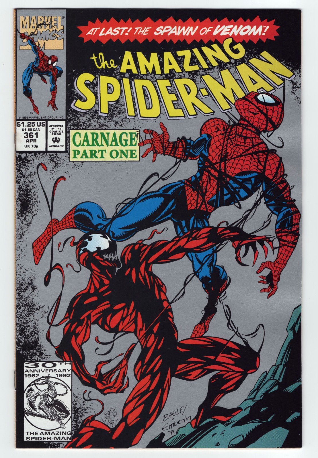 Amazing Spider-Man #361 VF/NM 9.0 Scarce 2nd Print Key Issue 1st Carnage