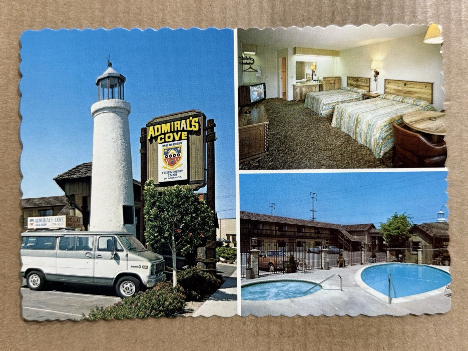 Postcard Anaheim CA California Admiral’s Cove Hotel Roadside Near Disneyland