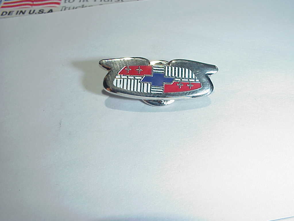 1955 - 59 Chevrolet crest, HAT PIN - LAPEL PIN - TIE TAC CLOISONNE ENAMEL 1955 - 59 Chevrolet crest, HAT PIN - LAPEL PIN - TIE TAC CLOISONNE ENAMEL