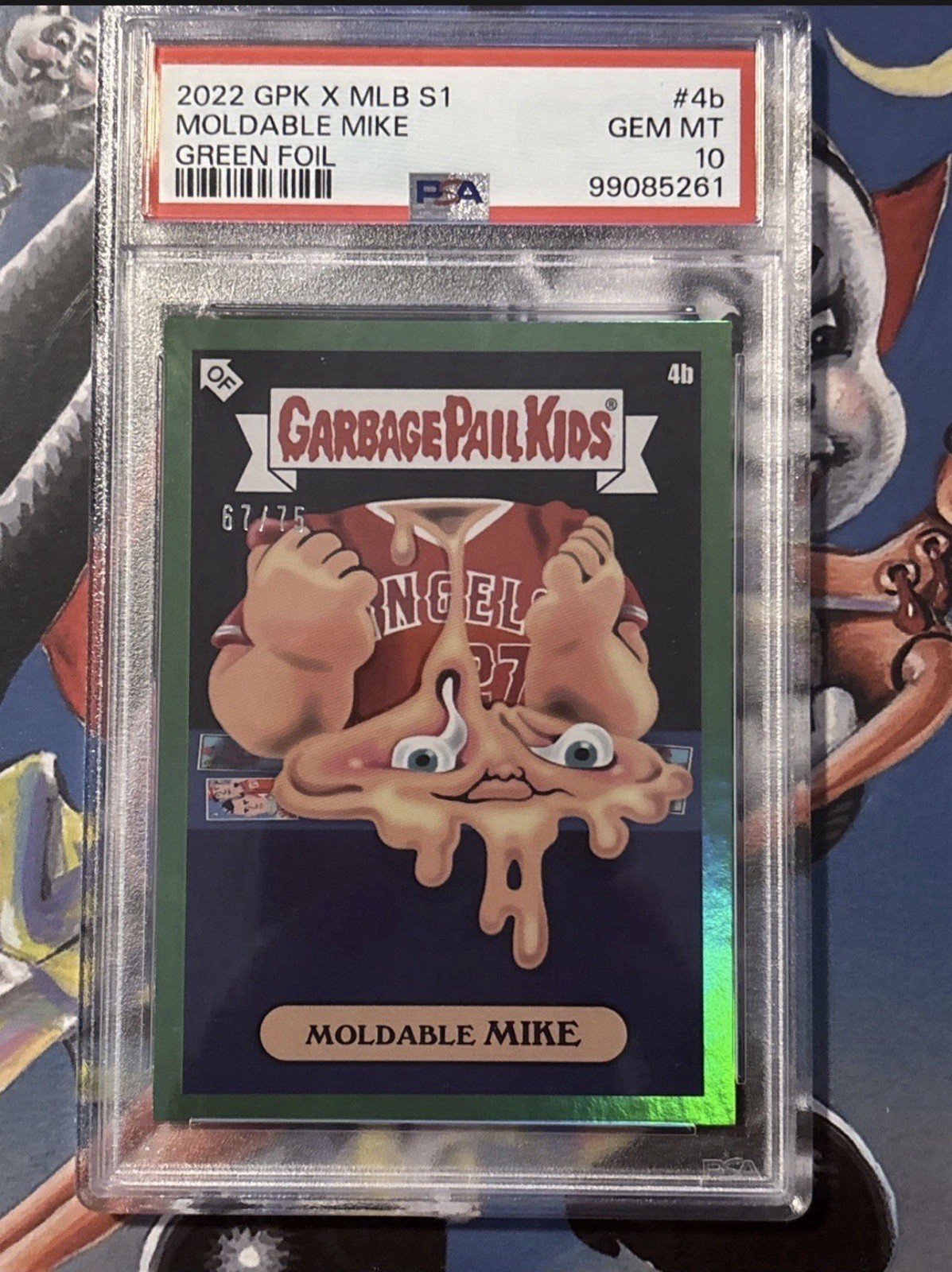 Topps 2022 GPK x MLB S1 Moldable Mike #4b Green Foil PSA 10 Mike Trout