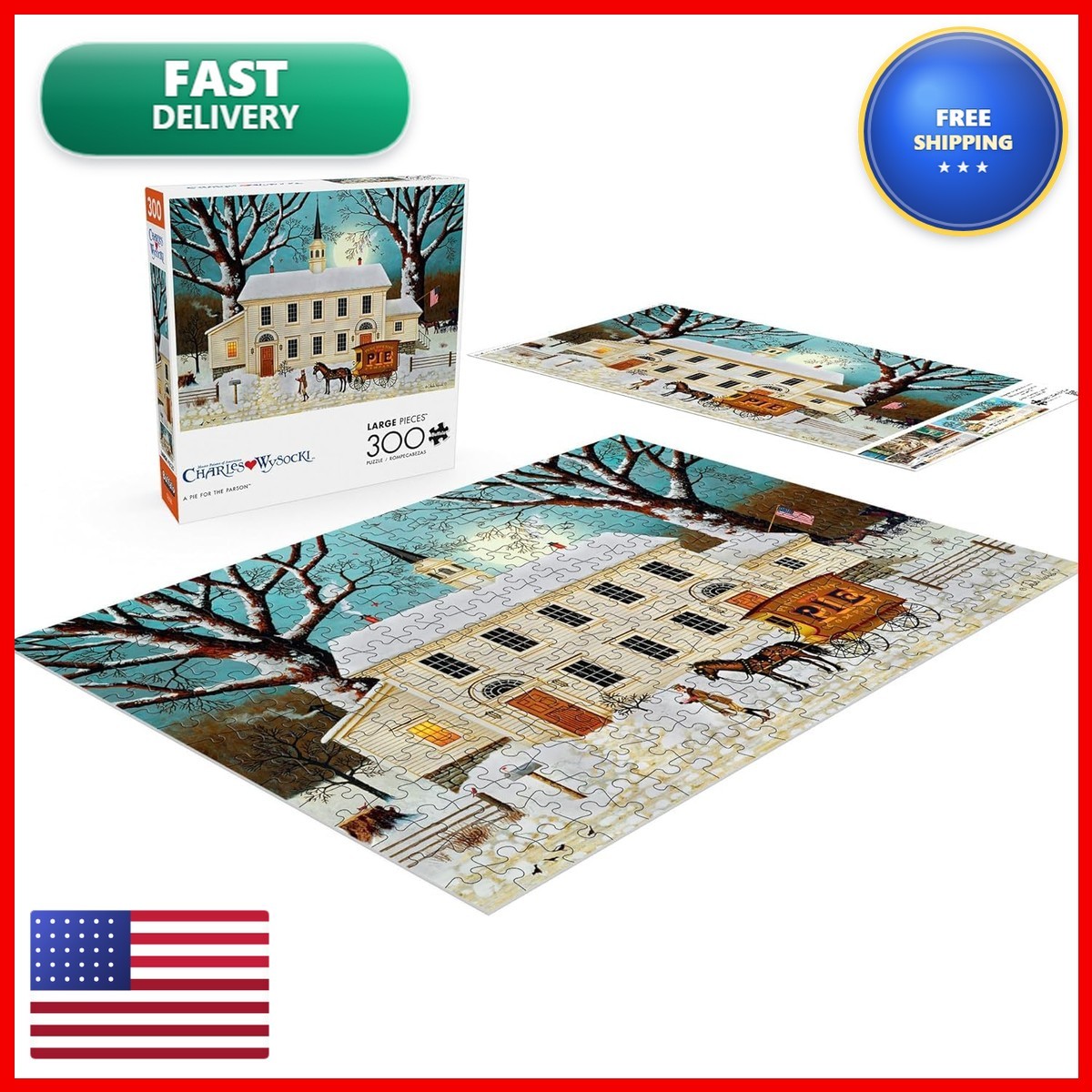 Buffalo Games - Charles Wysocki A Pie For The Parson - 300 Piece Puzzle 22611 Buffalo Games - Charles Wysocki A Pie For The Parson - 300 Piece Puzzle 22611